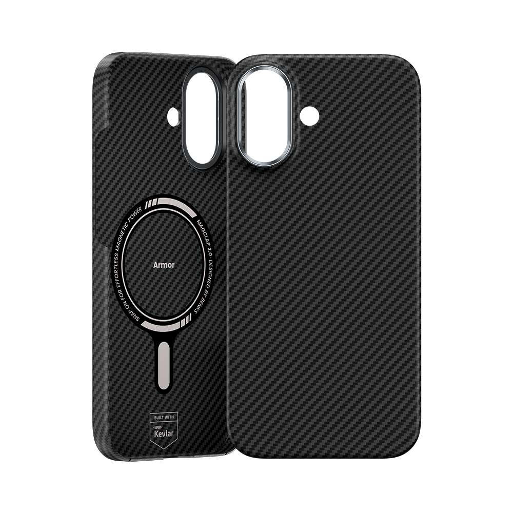 Benks iPhone 17 Case with camera lens protection, crafted from 600D Kevlar® Fiber for a sleek, durable look and full MagSafe compatibility.