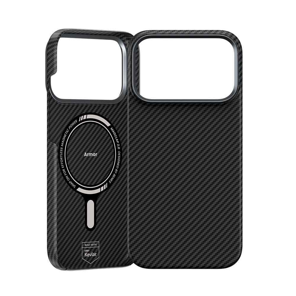 Benks iPhone 17 Pro Max Case with camera lens protection, crafted from 600D Kevlar® Fiber for a sleek, durable look and full MagSafe compatibility.