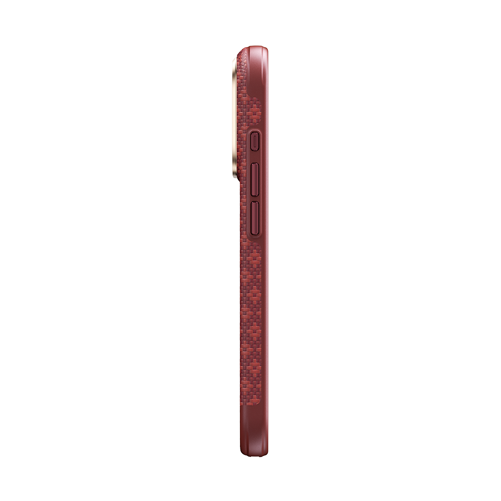 ArmorEdge Savvy Red slim side profile Kevlar weave texture iPhone 17 Pro
