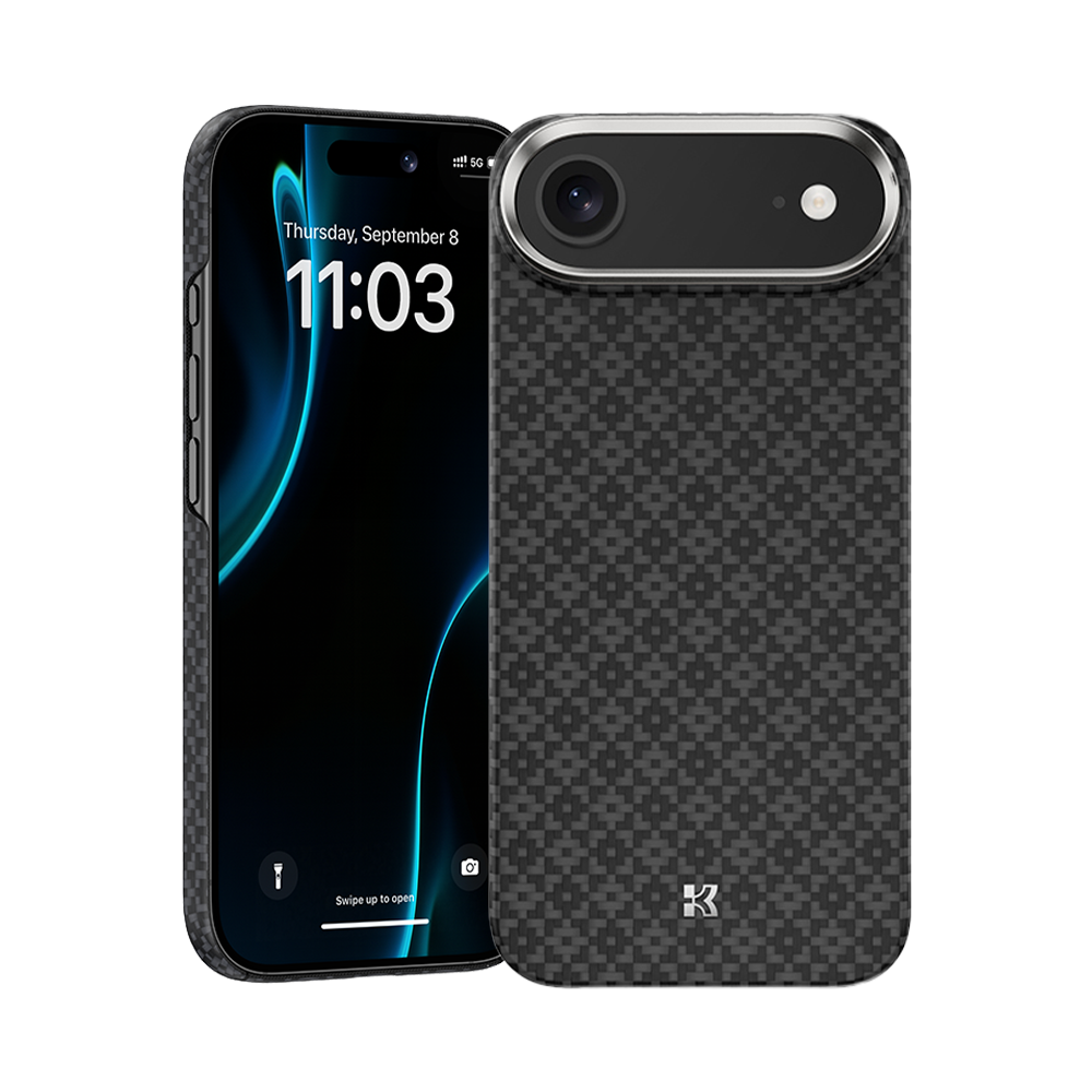 Front view of iPhone Air ArmorGrid ArmorAir Case made with DuPont™ Kevlar® Fiber, showing sleek and slim MagSafe-compatible design