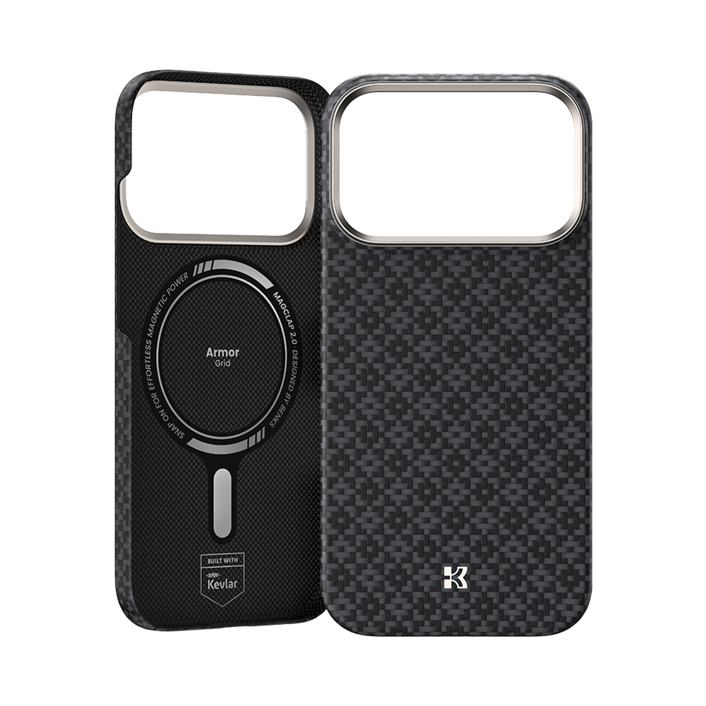 Rear view of ArmorGrid ArmorAir Case for iPhone 17 Pro Max, featuring the integrated MagSafe ring and sleek finish.