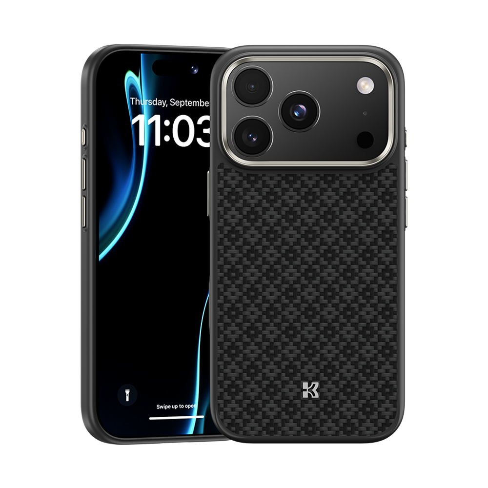 Benks ArmorPro Case for iPhone 17 Pro Max, woven from genuine DuPont™ Kevlar® fiber for maximum strength and a unique texture.