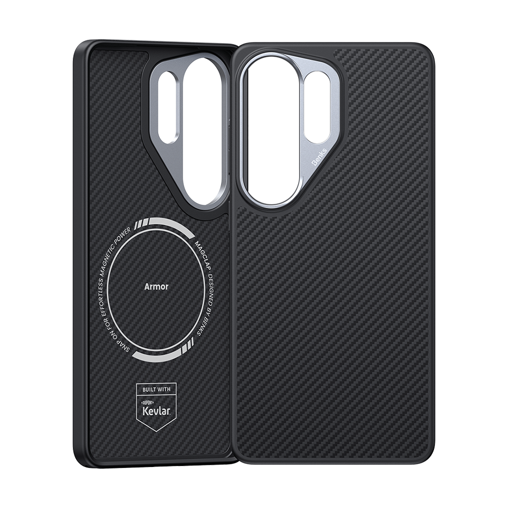 Samsung Galaxy S26 Ultra Kevlar® fiber case with MagSafe, featuring 600D Kevlar back and shock-absorbing TPU frame