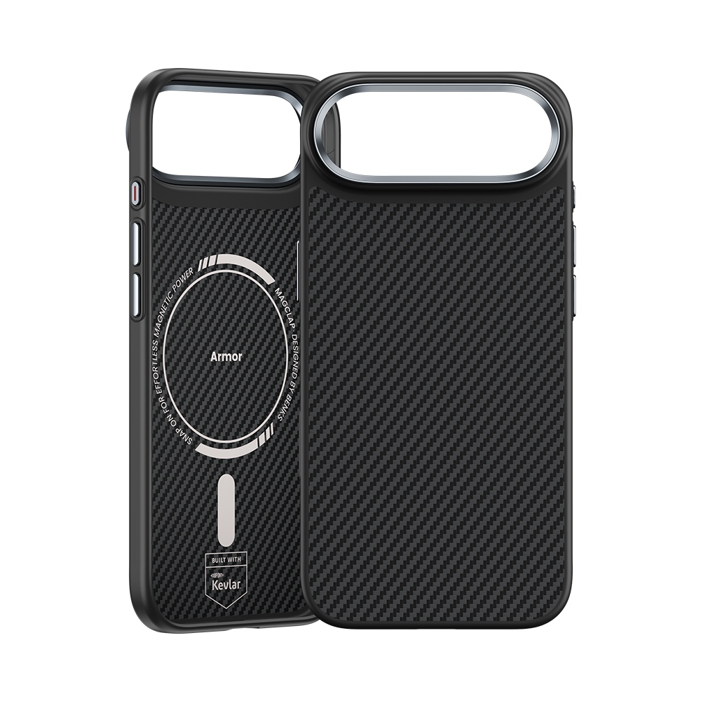 Benks iPhone Air Case with camera lens protection, crafted from 600D Kevlar® Fiber for enhanced drop resistance and full MagSafe functionality.