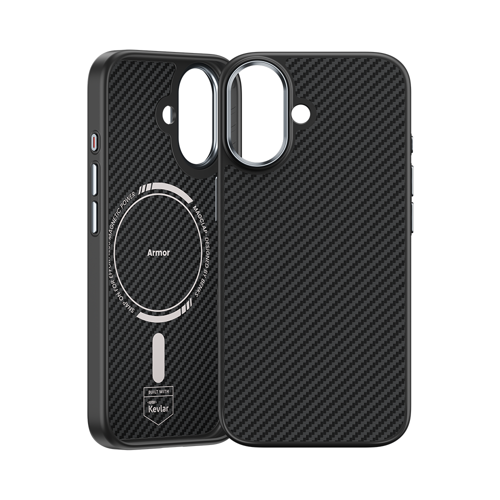 Benks iPhone 17 Case with camera lens protection, crafted from 600D Kevlar® Fiber for enhanced drop resistance and full MagSafe functionality.