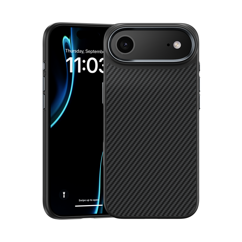 Benks iPhone Air Case made with 600D Kevlar® Fiber for durable, impact-resistant protection with a sleek carbon fiber texture and MagSafe compatibility.