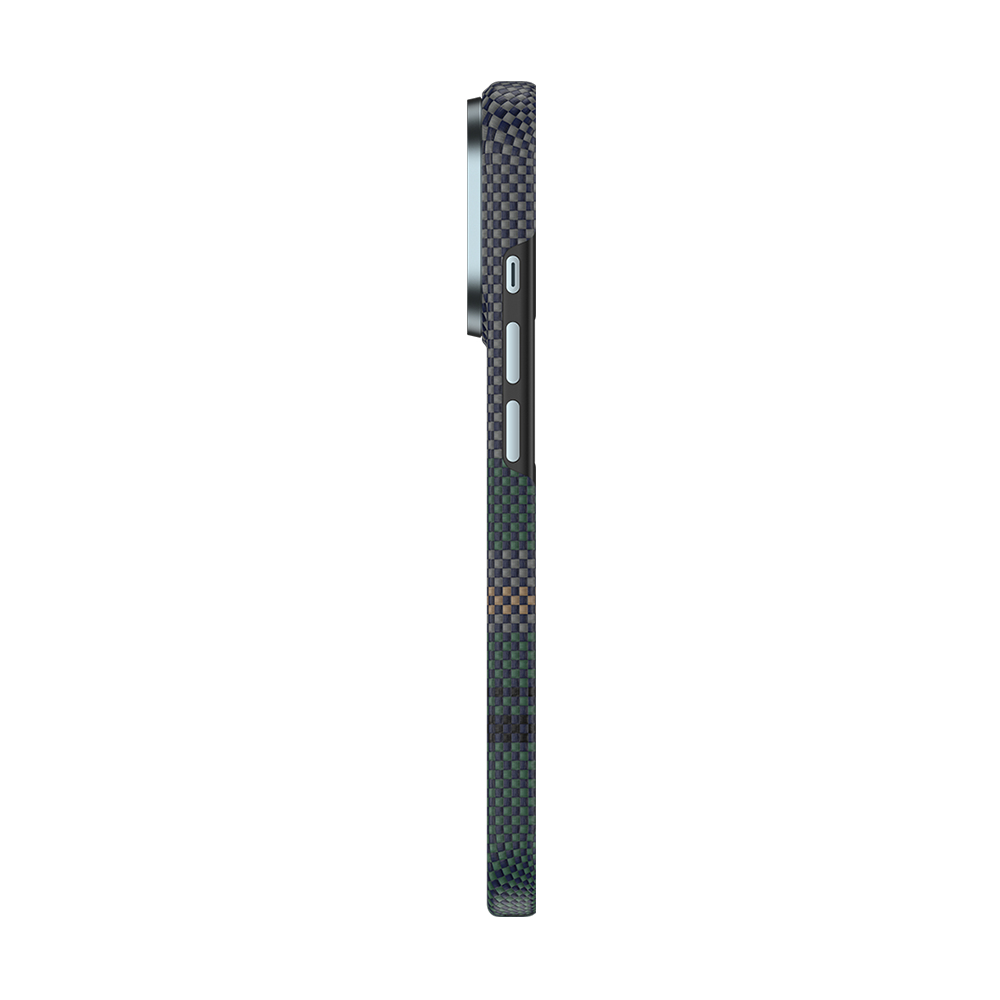 Side view of Benks Aurora ArmorPro Case, designed with Kevlar® Fiber for rugged drop protection and a slim, lightweight profile.