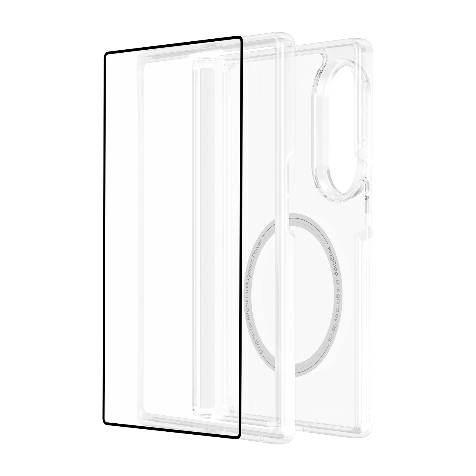 Benks Grand Combo Crystal Case for Samsung Galaxy Z Fold 8 — unfolded view crystal clear