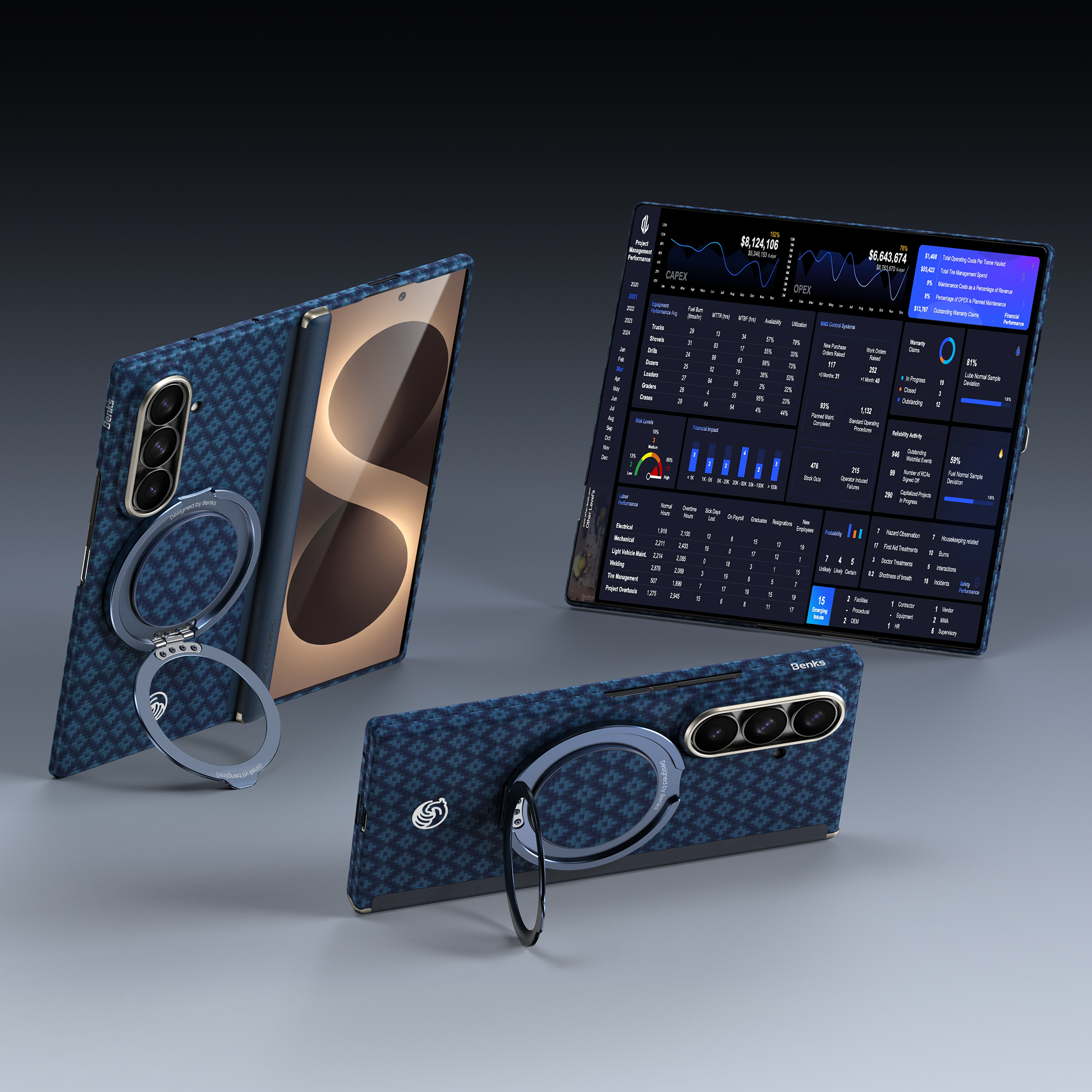 Benks ArmorGrid Air Azure Blue Kevlar case for Samsung Galaxy Z Fold 8 Ultra — drop protection slim fit