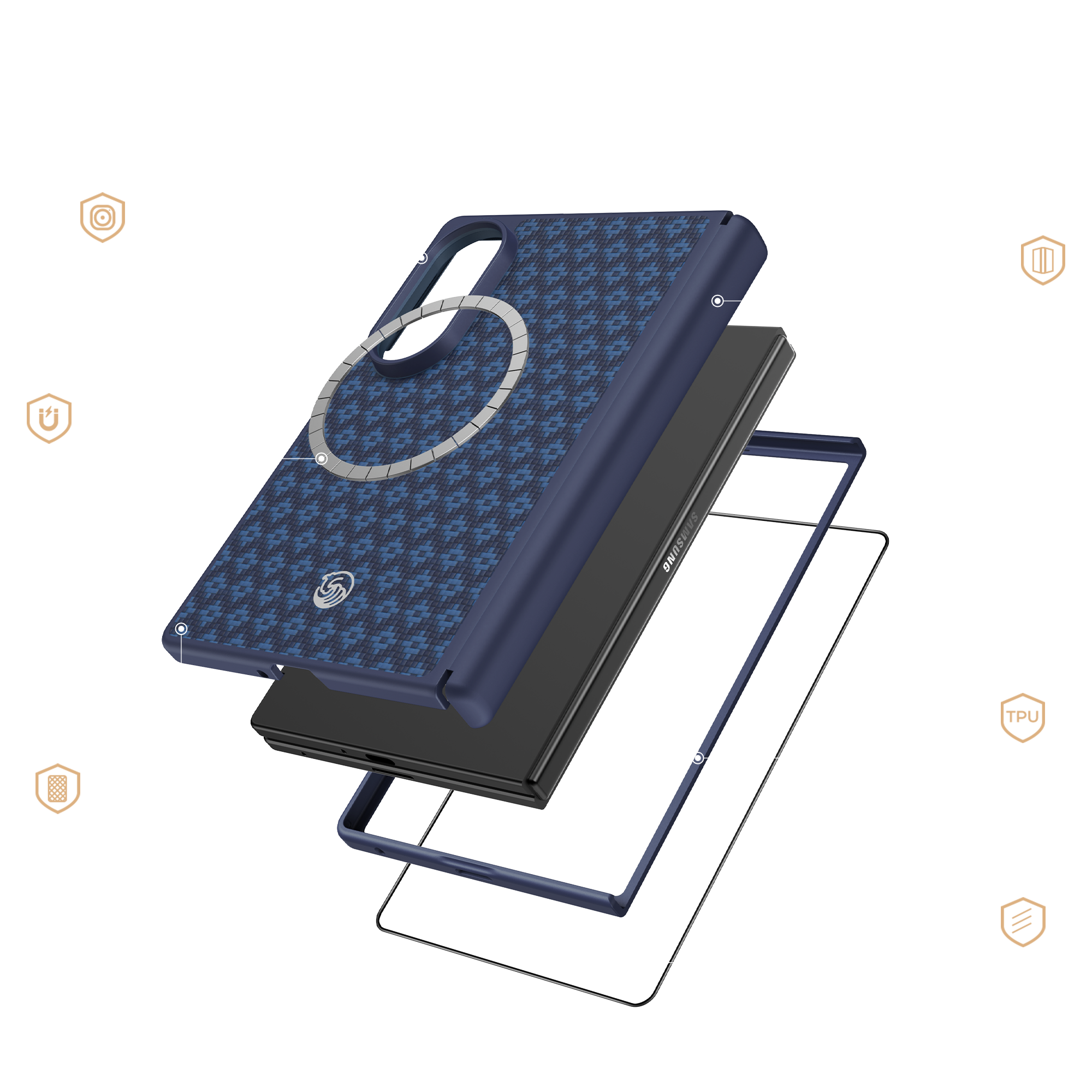 Benks Grand Combo ArmorGrid Pro Azure Blue Kevlar case for Samsung Galaxy Z Fold 8 Ultra — product image 1