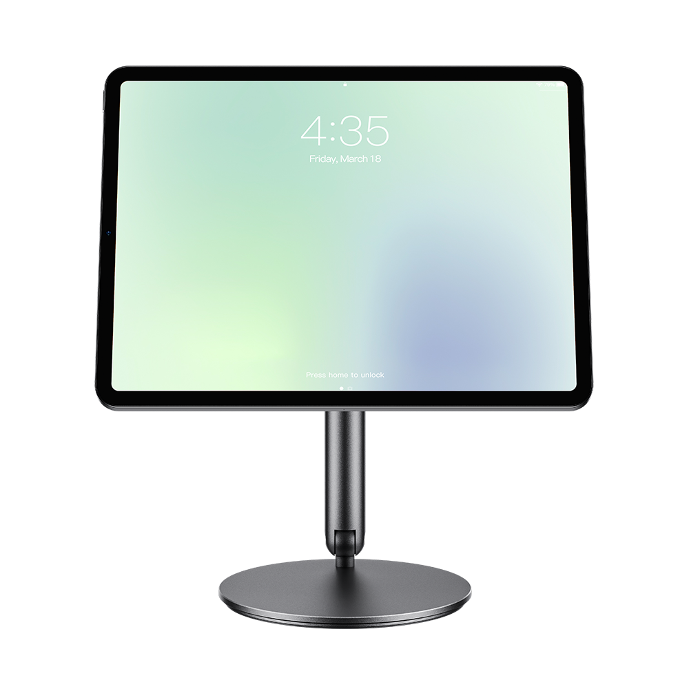 Elevate your iPad use with the Infinity Pro Stand by Benks, showcasing its magnetic docking for secure, swift attachment and the convenience of a 360-degree rotating base for flexible viewing angles.