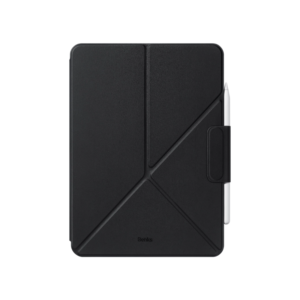 Urban Magnetic iPad Case with a sleek, modern design, featuring strong magnetic attachment and integrated stand for versatile viewing angles. Discover Benks' magnetic iPad Pro 2021 case for the 12.9" model, a premium iPad case that provides superior protection and unmatched functionality. The case features a magnetic attachment system, ensuring a secure fit for your Apple device while adding a touch of sophistication to your setup.