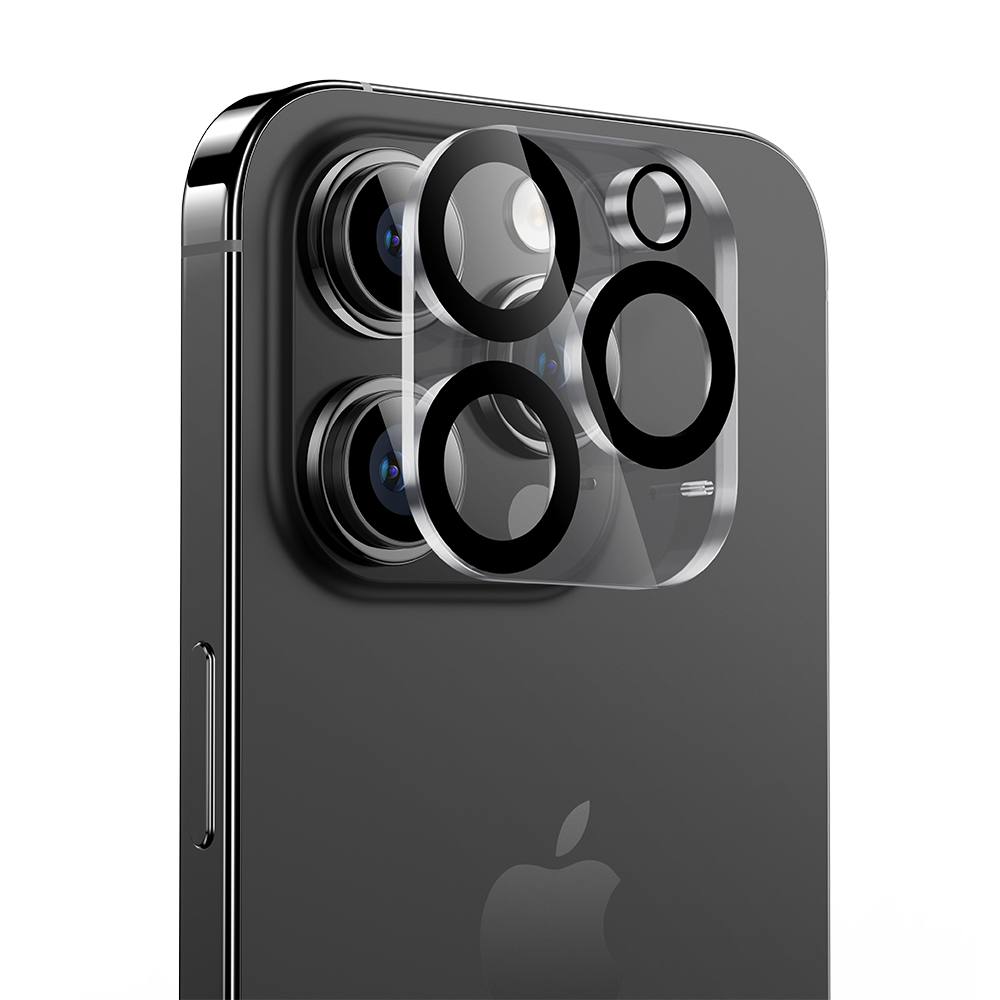 Air Shield Lens Protector for iPhone 15 Pro Max - A detailed image of an iPhone 15 Pro Max featuring a Benks Air Shield lens protector. The lens protector provides seamless fit and edge-to-edge coverage, ensuring the iPhone's camera lens remains protected from scratches and damage while preserving original photo resolution. This iPhone 15 Pro Max accessory is essential for keeping your camera lens pristine.