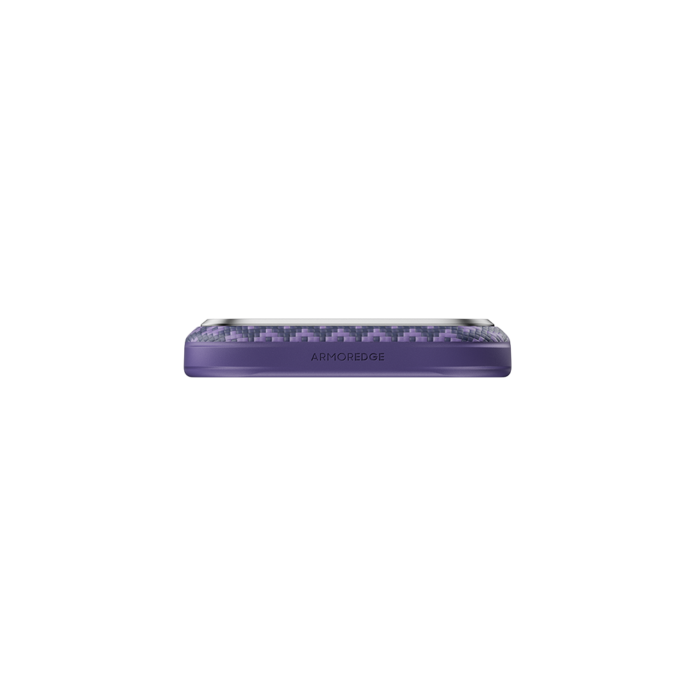 Bottom edge ArmorEdge Peri Purple Kevlar case iPhone 17 Pro ARMOREDGE branding