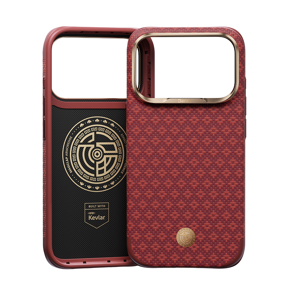 ArmorEdge Savvy Red back view diamond Kevlar weave and compass medallion