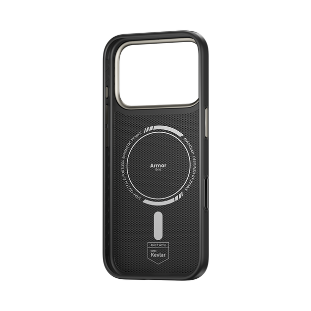 The ultra-thin Kevlar® back of the Benks ArmorPro case supports strong MagSafe charging for iPhone 17 Pro Max.