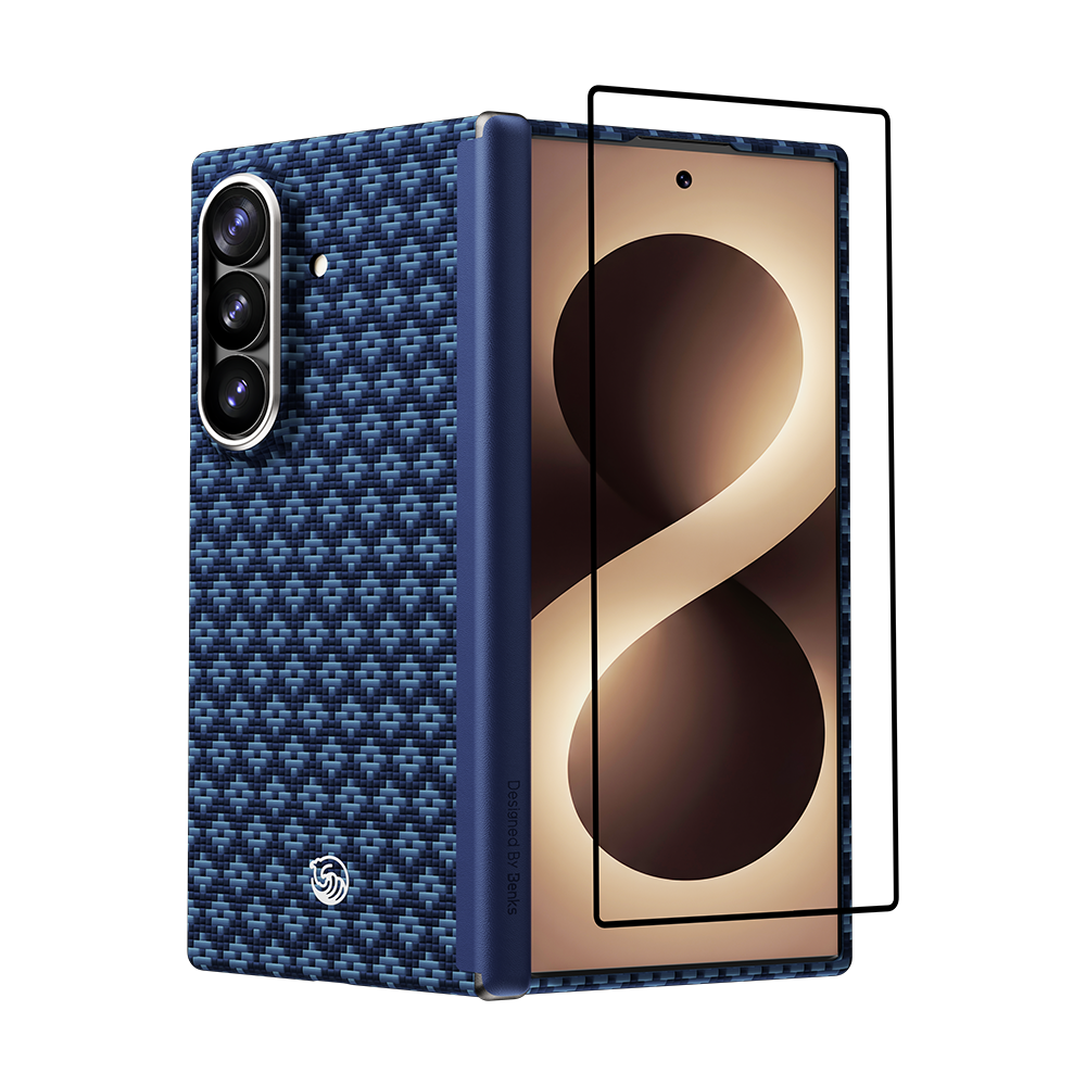 [Grand Combo] ArmorGrid Air Azure Blue Case built with Kevlar® for Samsung Galaxy Z Fold 8 Ultra