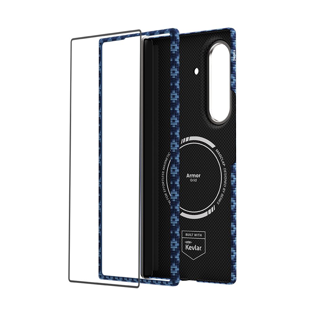 [Grand Combo] ArmorGrid Air Azure Blue Case built with Kevlar® for Samsung Galaxy Z Fold 8 Ultra