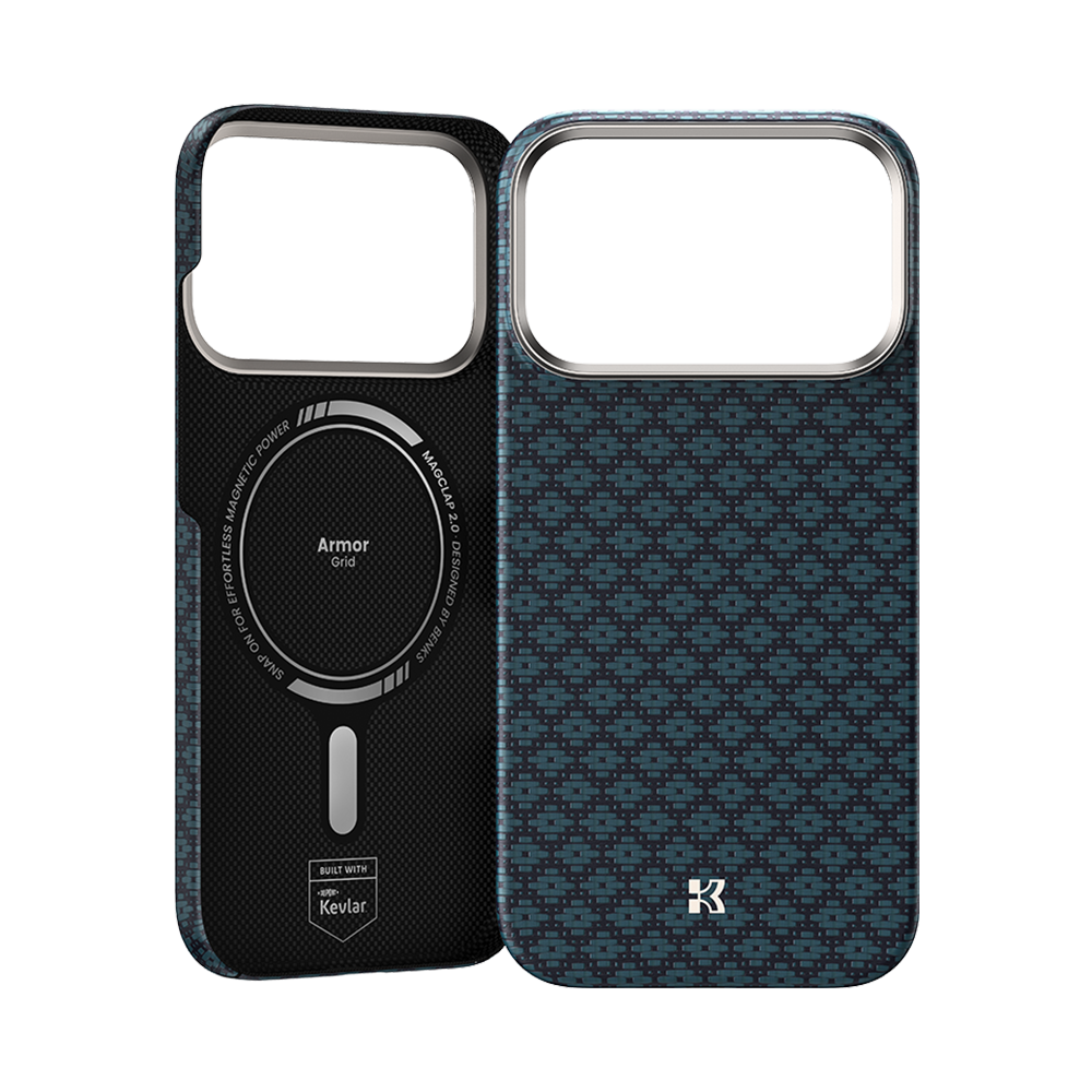 Azure Blue ArmorGrid ArmorAir Case, designed for a comfortable, secure grip while maintaining a slim profile.