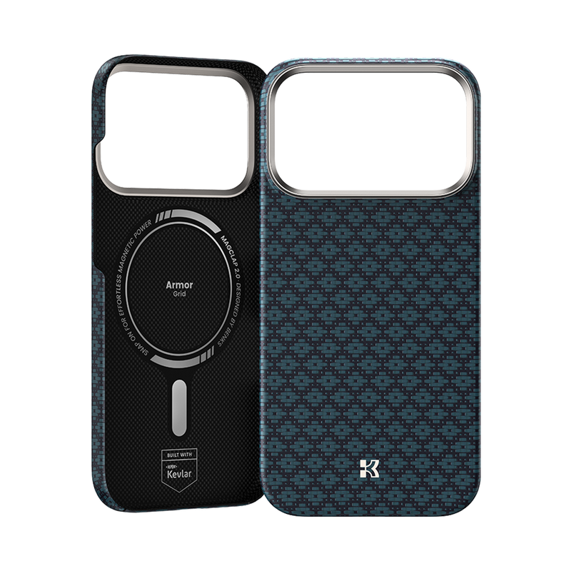 Azure Blue ArmorGrid ArmorAir Case, designed for a comfortable, secure grip while maintaining a slim profile.