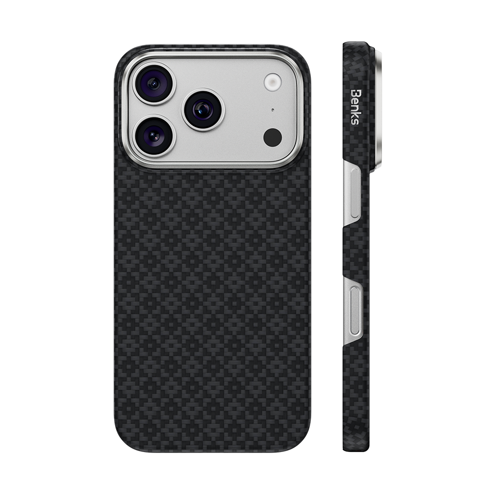 ArmorGrid Air Obsidian Black Case built with Kevlar® for iPhone 18 Pro Max