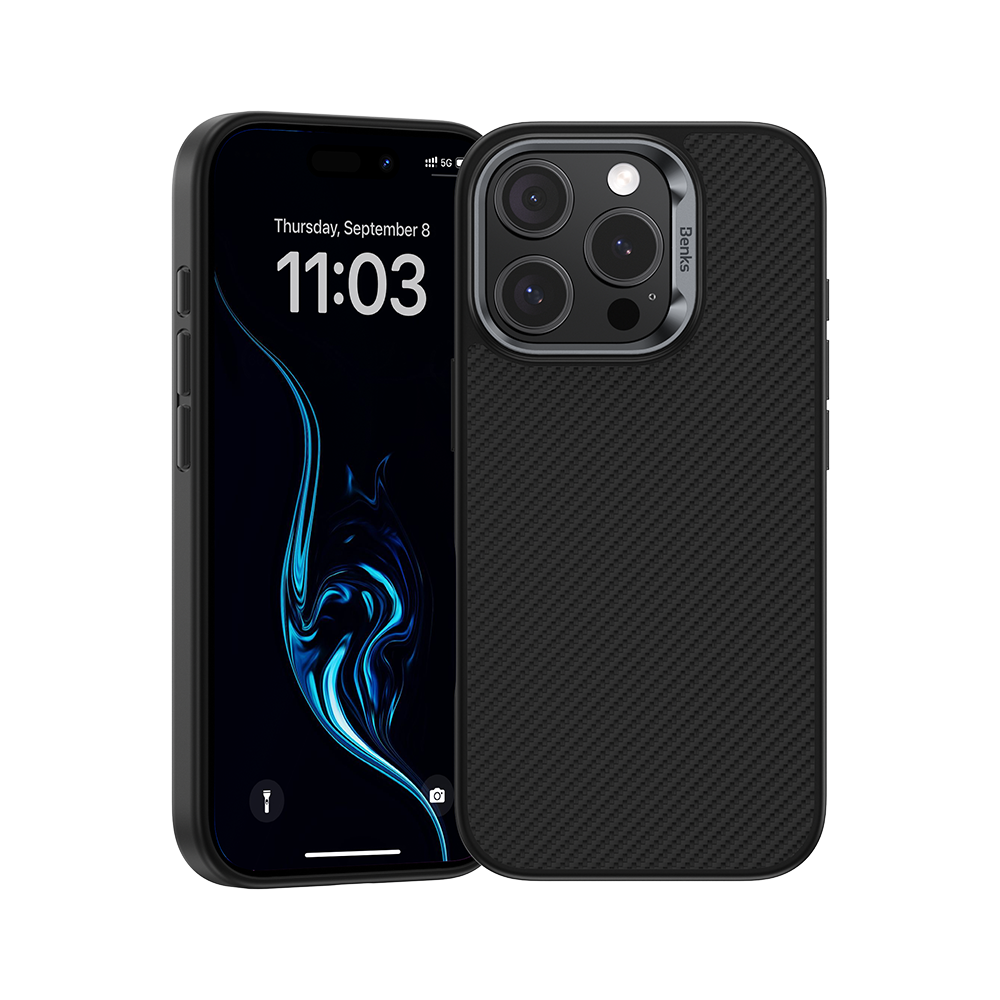 ArmorPro Case for iPhone 16 Pro, built with 600D DuPont™ Kevlar® fiber for robust protection and a minimalistic style. MagSafe compatible and ultra-slim, this case offers improved anti-slip features and an easily detachable design.