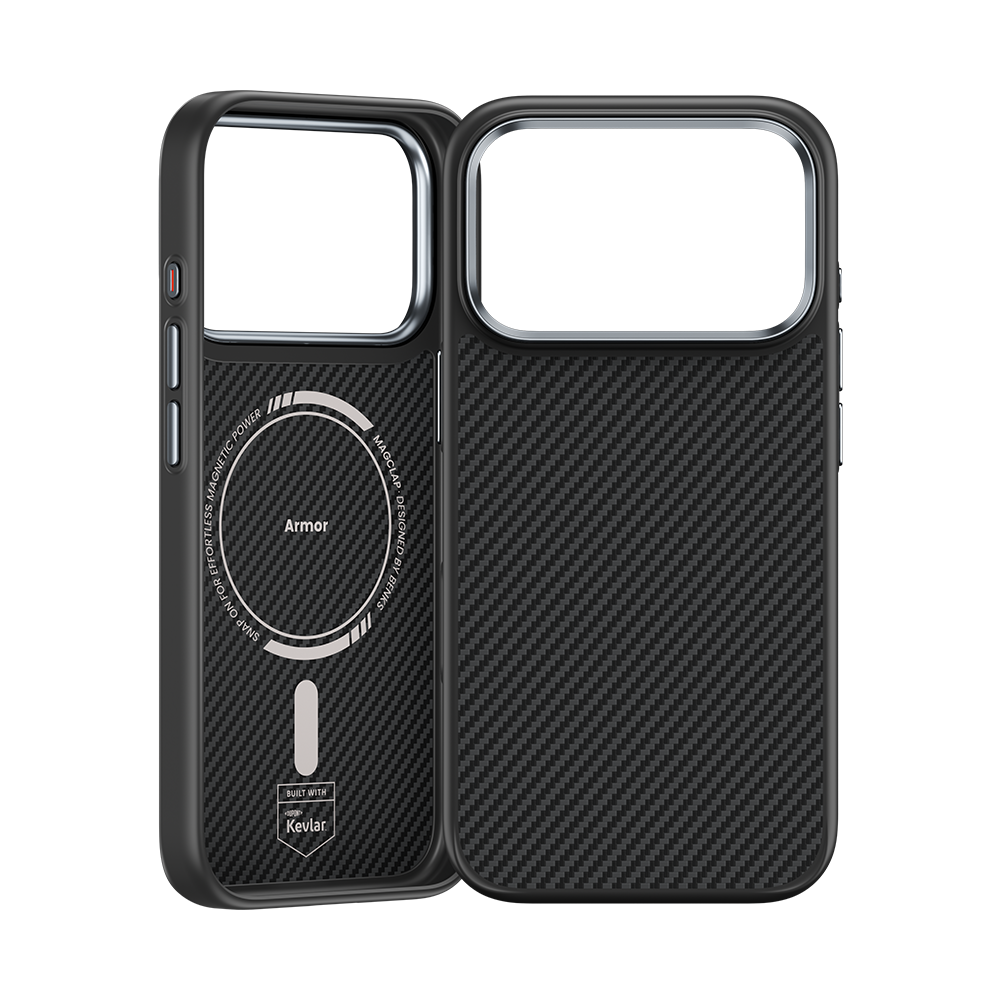 Benks iPhone 17 Pro Case with camera lens protection, crafted from 600D Kevlar® Fiber for enhanced drop resistance and full MagSafe functionality.