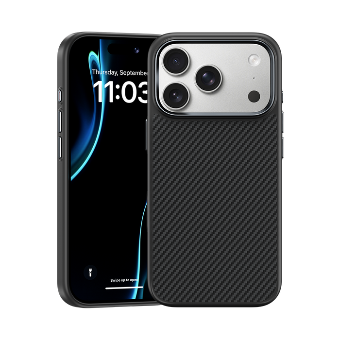Front shot of the Kevlar® iPhone 17 Pro Max case by Benks, providing full coverage with durability and seamless compatibility.