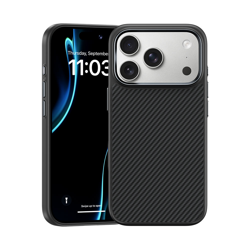 Front shot of the Kevlar® iPhone 17 Pro Max case by Benks, providing full coverage with durability and seamless compatibility.