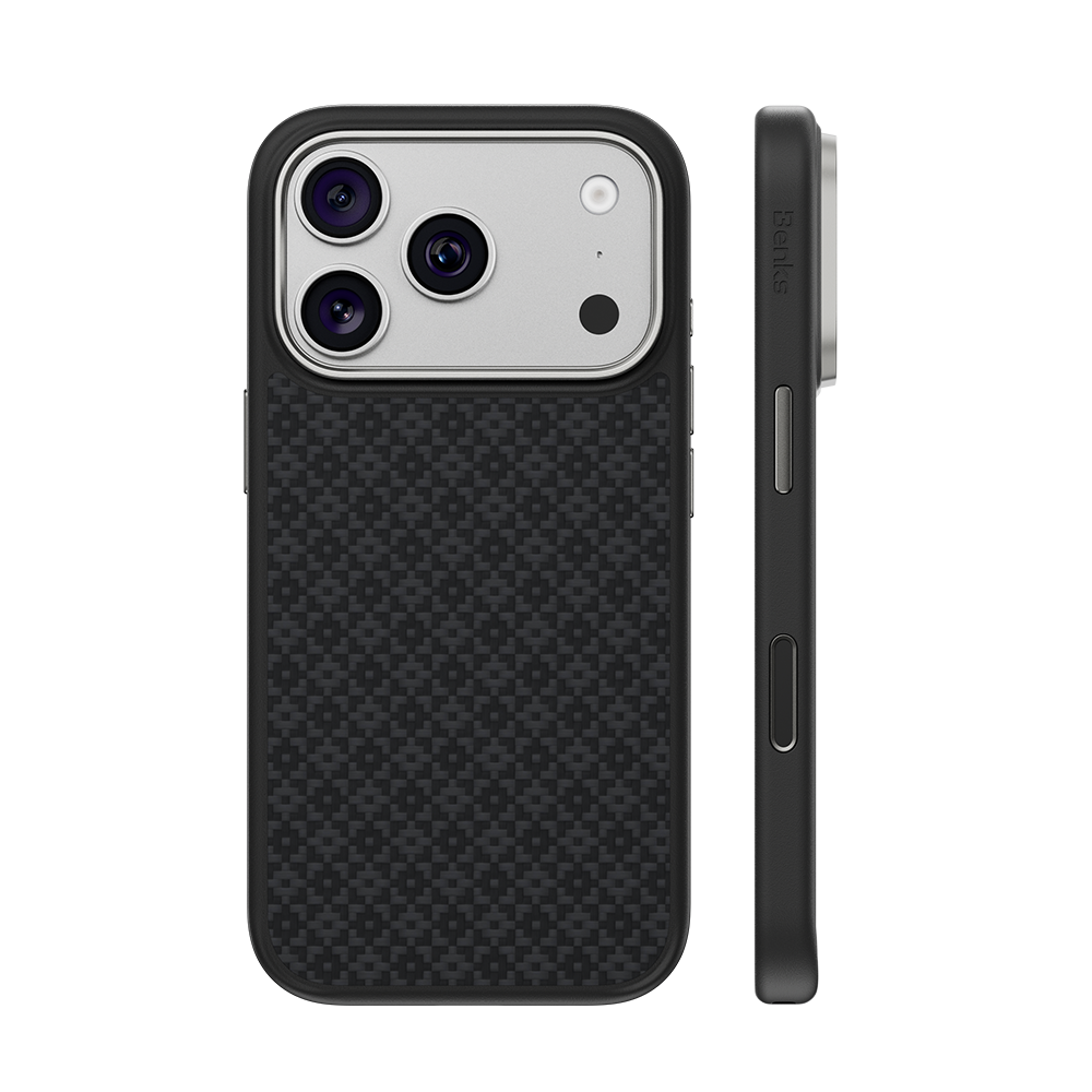 ArmorGrid Pro Obsidian Black Case built with Kevlar® for iPhone 18 Pro Max