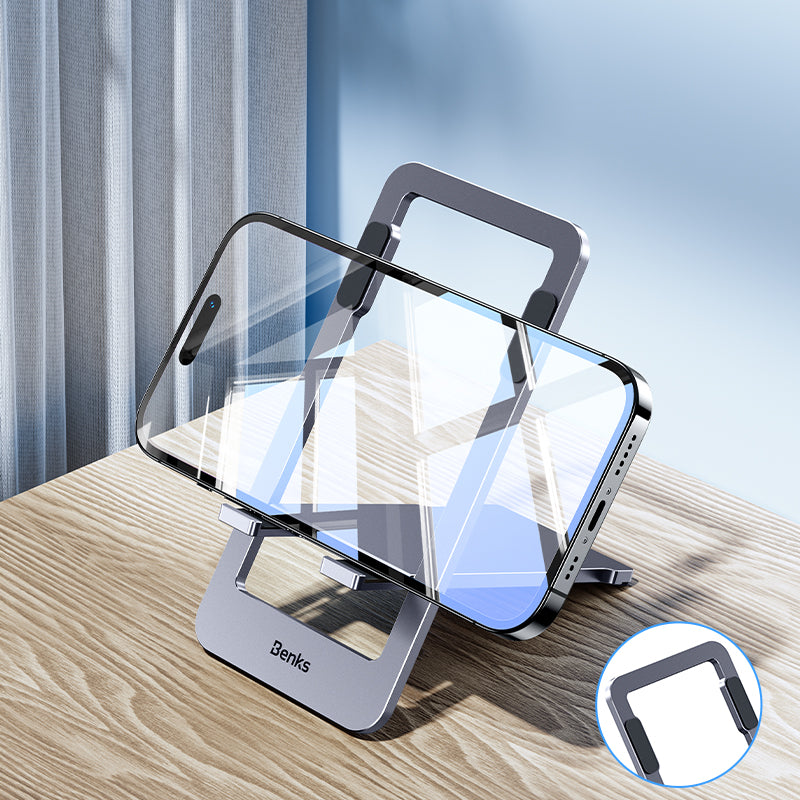 The FoldEZ Phone Holder provides an easy and reliable way of securely holding your 4-8 inch device. This holder is foldable and portable, allowing you to take it wherever you need to