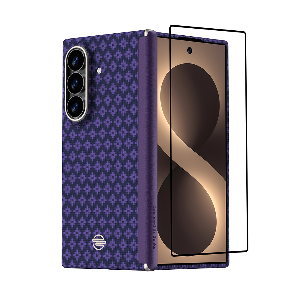 [Grand Combo] ArmorGrid Air Purple Case built with Kevlar® for Samsung Galaxy Z Fold 8 Ultra