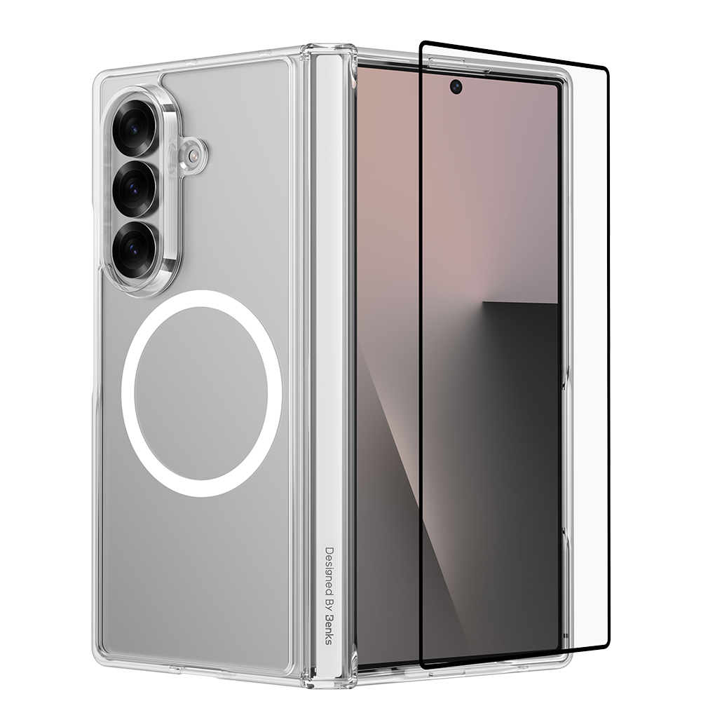 Benks Crystal Case for Samsung Galaxy Z Fold 7 back view with MagSafe ring