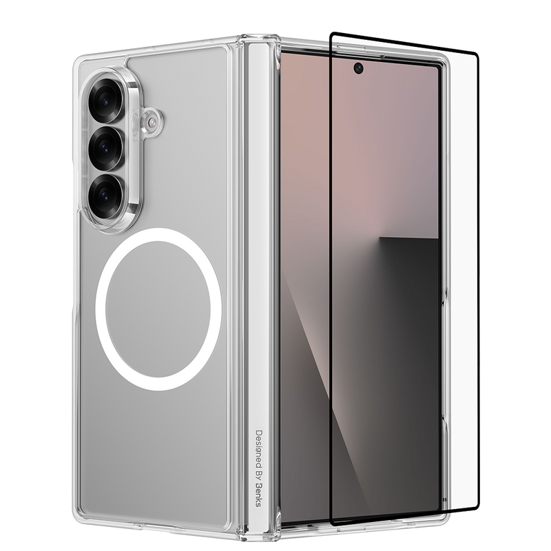 Benks Crystal Case for Samsung Galaxy Z Fold 7 back view with MagSafe ring