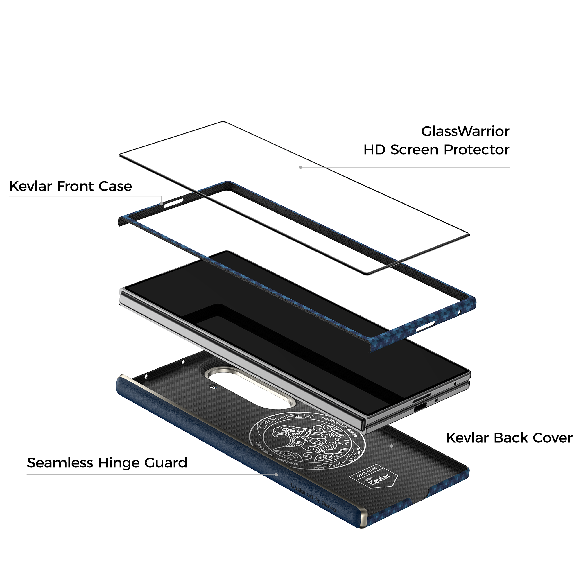 Benks ArmorGrid Air Azure Blue Kevlar case for Samsung Galaxy Z Fold 8 Ultra — product image 1