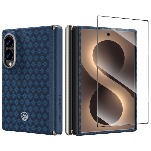 [Grand Combo] ArmorGrid Air Azure Blue Case built with Kevlar® for Samsung Galaxy Z Fold 8(Wide Fold · Dual Camera)