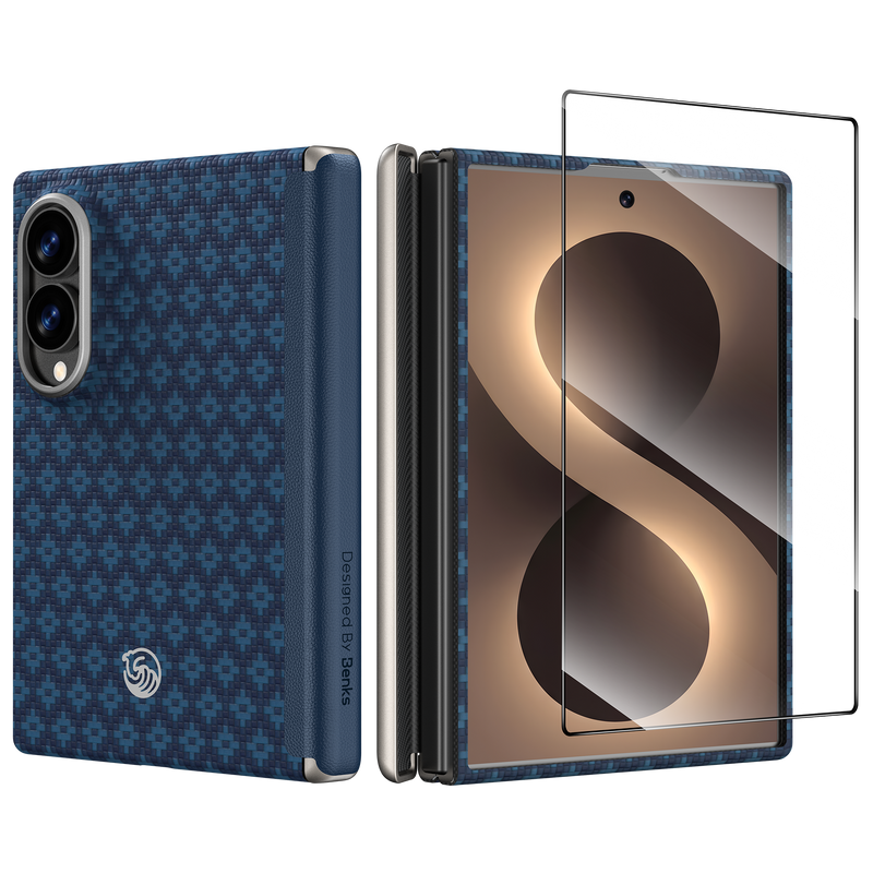 [Grand Combo] ArmorGrid Air Azure Blue Case built with Kevlar® for Samsung Galaxy Z Fold 8(Wide Fold · Dual Camera)