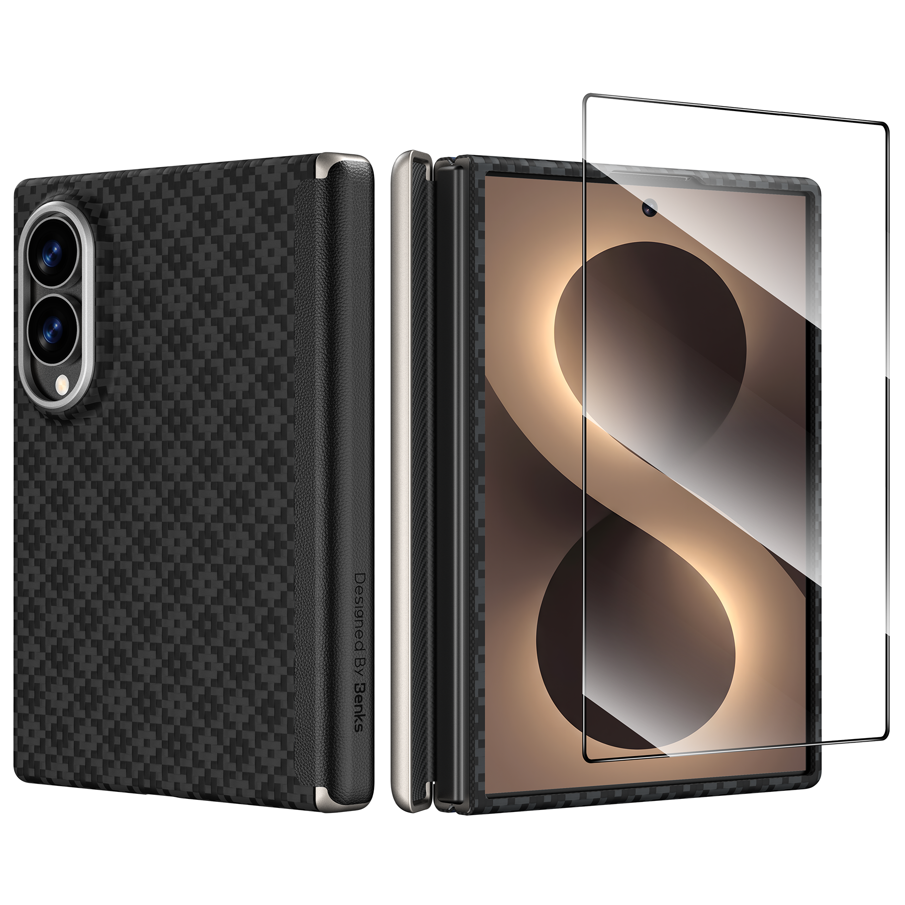 [Grand Combo] ArmorGrid Air Obsidian Black Case built with Kevlar® for Samsung Galaxy Z Fold 8