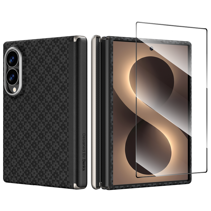 [Grand Combo] ArmorGrid Air Obsidian Black Case built with Kevlar® for Samsung Galaxy Z Fold 8(Wide Fold · Dual Camera)