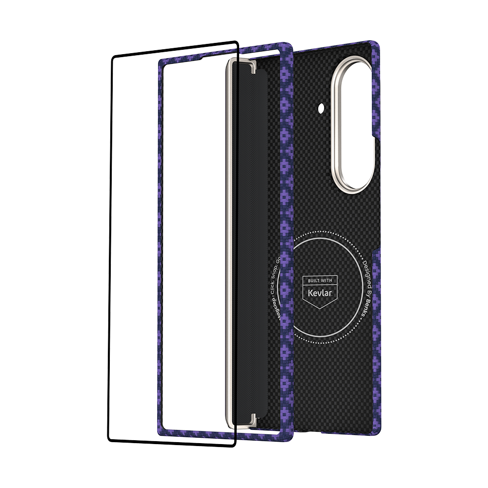 [Grand Combo] ArmorGrid Air Purple Case built with Kevlar® for Samsung Galaxy Z Fold 8 Ultra