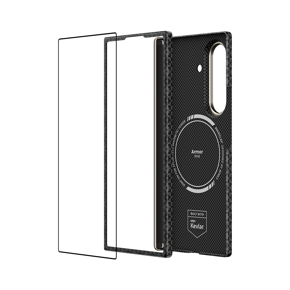 Ultimate protection for Samsung Galaxy Z Fold 7: Kevlar® ArmorGrid case with MagSafe, hinge protection, and scratch-resistant screen protector