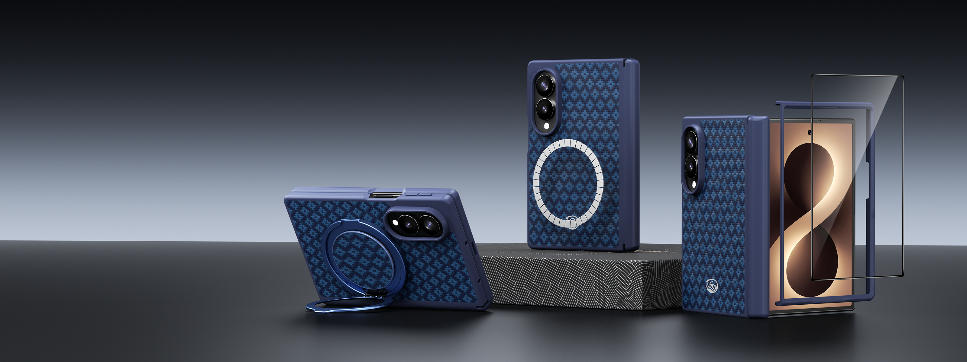 Benks Grand Combo ArmorGrid Pro Azure Blue Kevlar case for Samsung Galaxy Z Fold 8 Ultra — product image 25