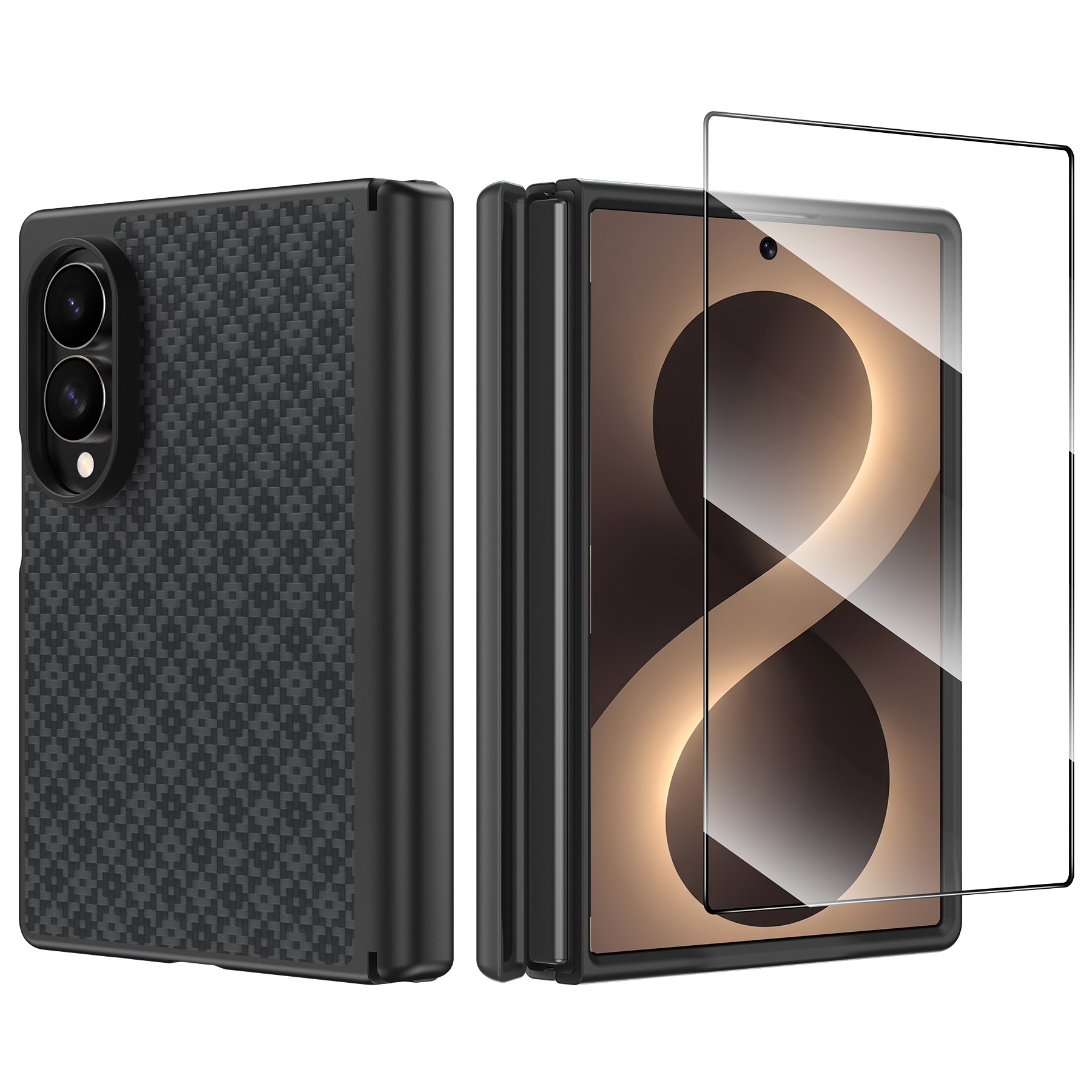 [Grand Combo] ArmorGrid Pro Obsidian Black Kevlar® Case for Samsung Galaxy Z Fold 8