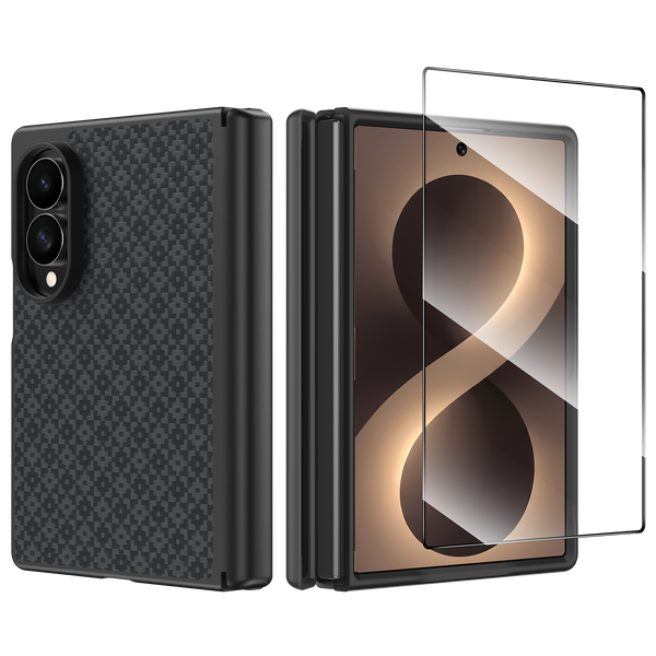 [Grand Combo] ArmorGrid Pro Obsidian Black Kevlar® Case for Samsung Galaxy Z Fold 8 (Wide Fold · Dual Camera)