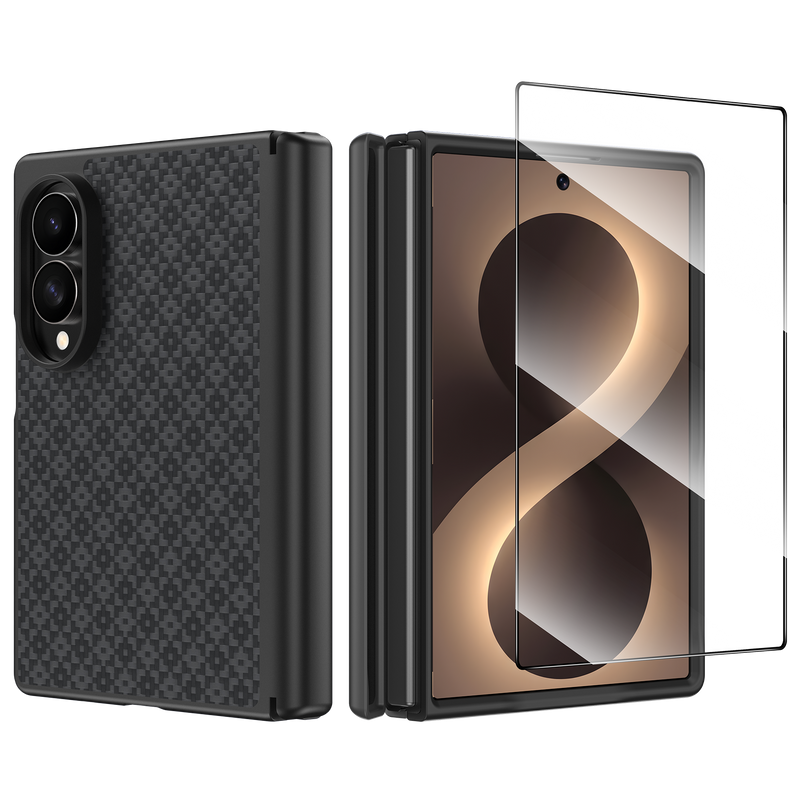 [Grand Combo] ArmorGrid Pro Obsidian Black Kevlar® Case for Samsung Galaxy Z Fold 8 (Wide Fold · Dual Camera)