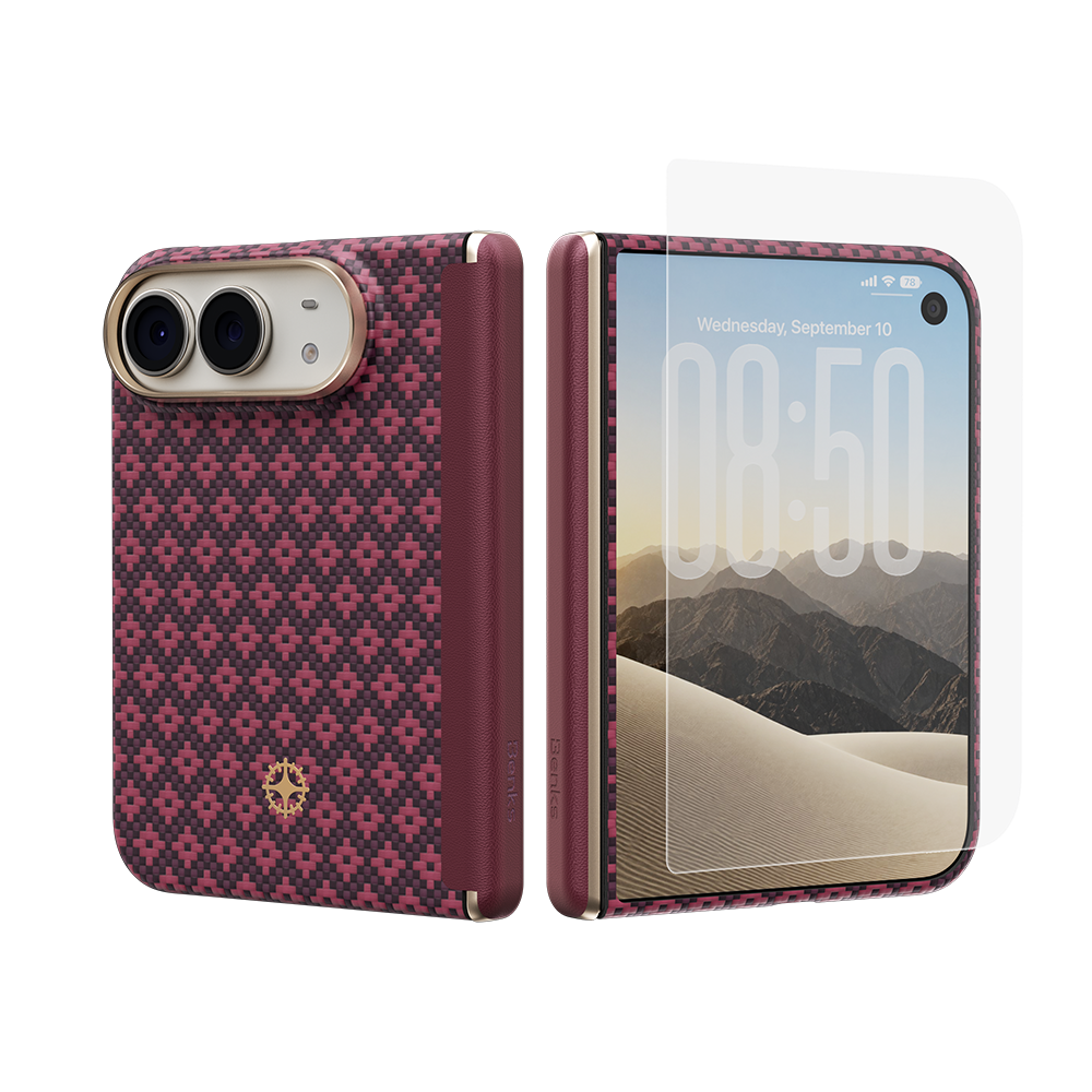 [Grand Combo Hinge Protection] ArmorGrid Air Cherry Purple Case built with Kevlar® for iPhone Duo