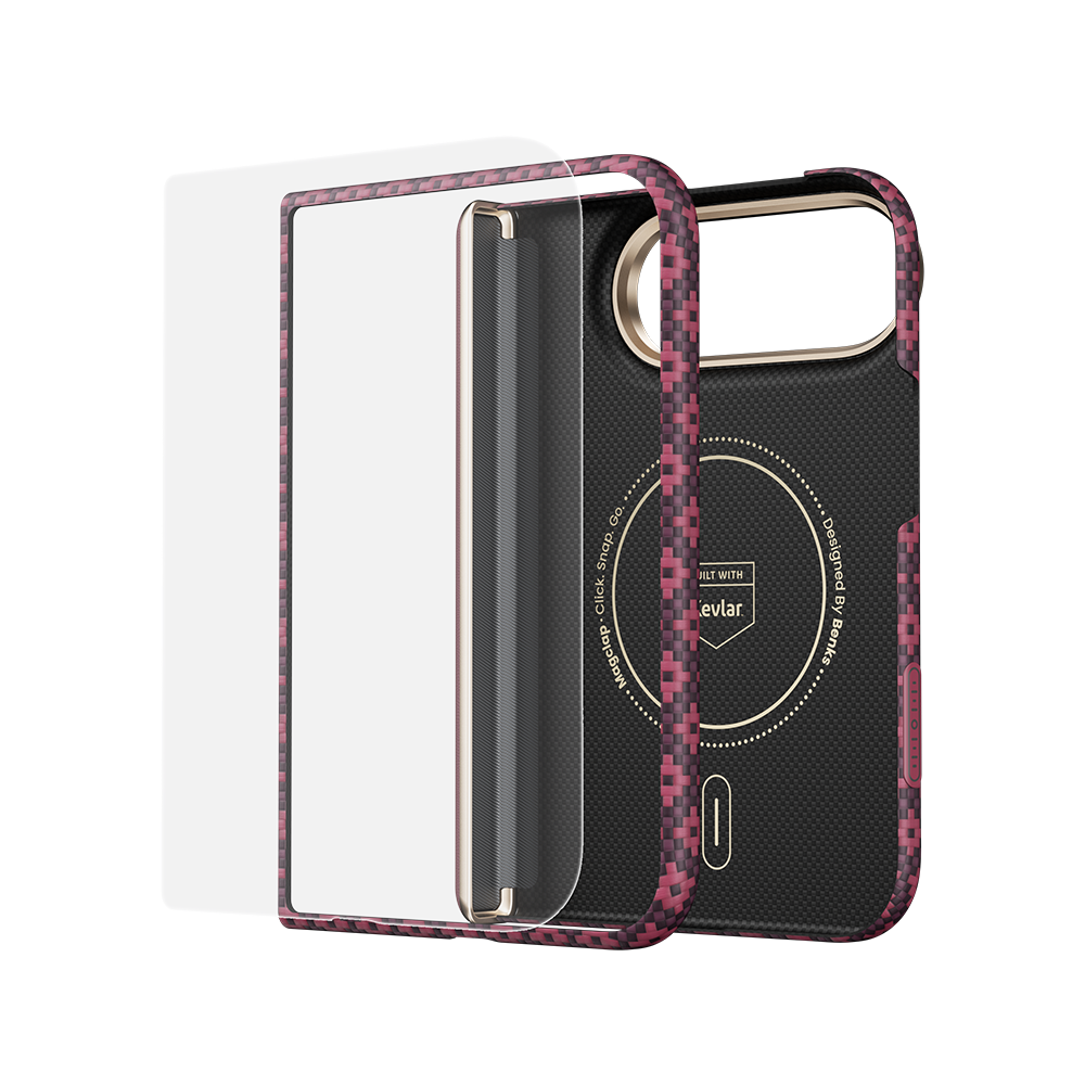 [Grand Combo Hinge Protection] ArmorGrid Air Cherry Purple Case built with Kevlar® for iPhone Duo
