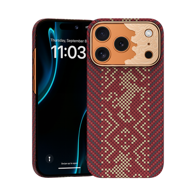 Front and back view of Knight ArmorAir Kevlar® case on iPhone 17 Pro Max