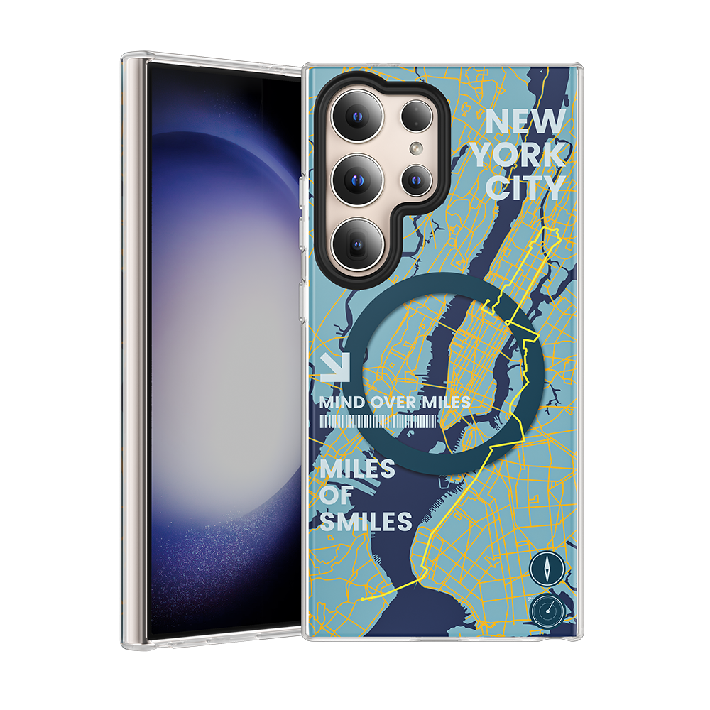 MagClap New York Phone Case for Samsung S24 Ultra featuring iconic city street map design, slim yet strong build, and MagSafe compatibility for stylish, durable urban protection.