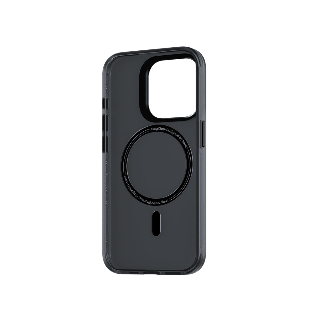 Minimalist MagClap Lucid Armor Case for iPhone 15 Pro, designed for a sleek look and feel, providing robust protection without compromising on wireless charging functionality.